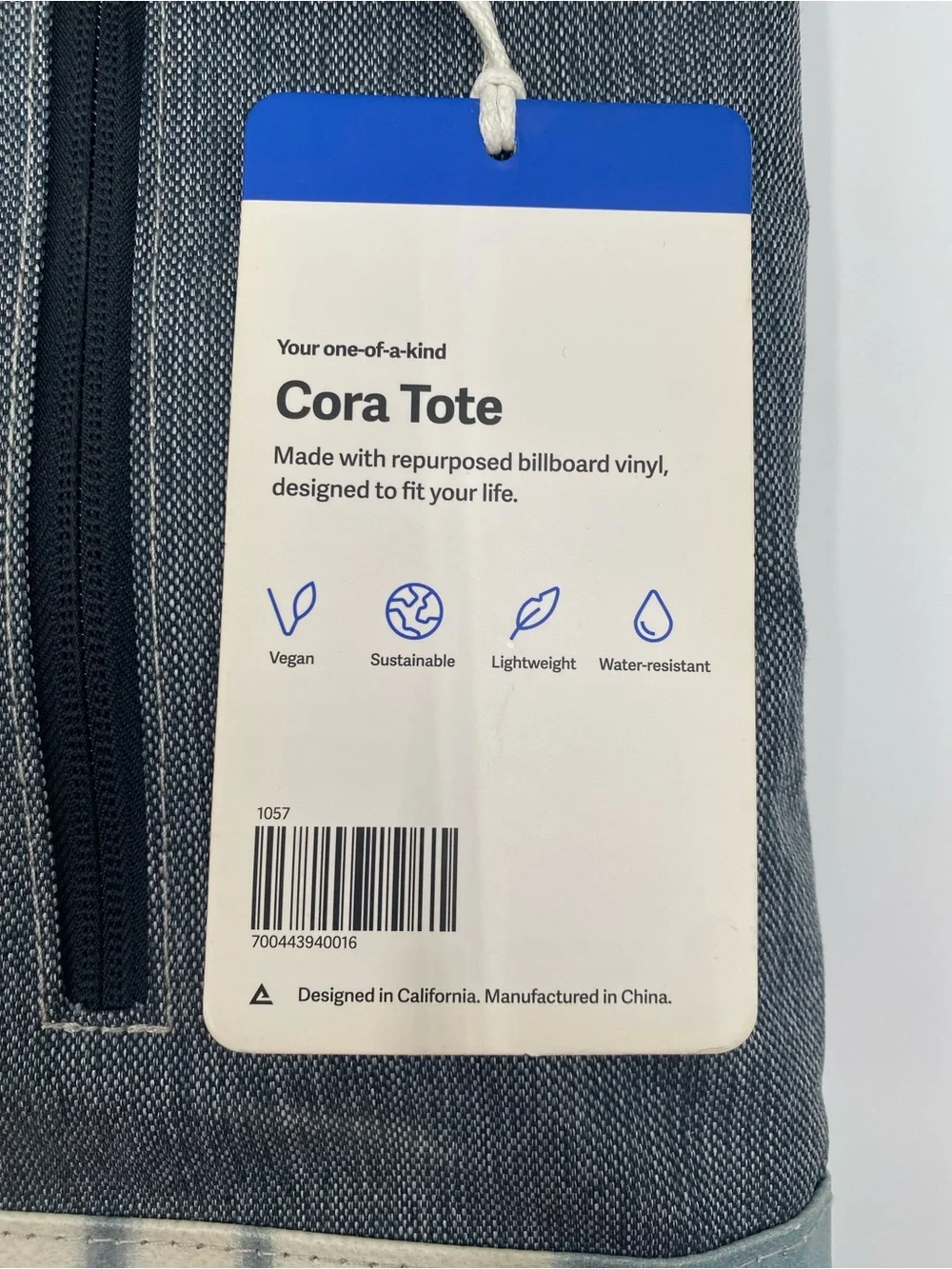 Rareform Cora Tote Laptop Bag - Grey with Light Blue Accent